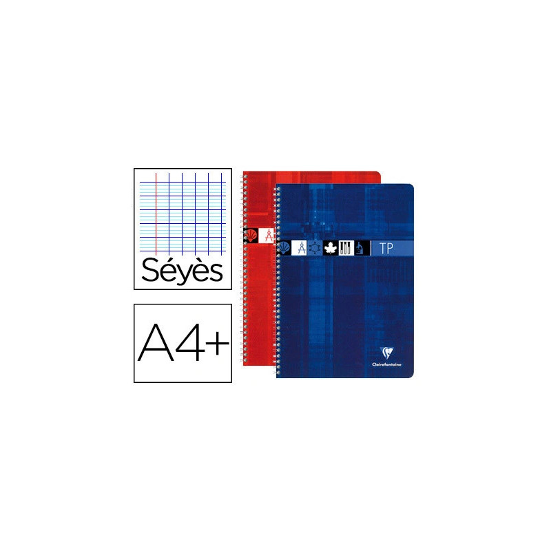 Cahier clairefontaine travaux pratiques reliure intégrale papier vélin a4+ 24x32cm 80 pages 40 séyès/40 unies 90g