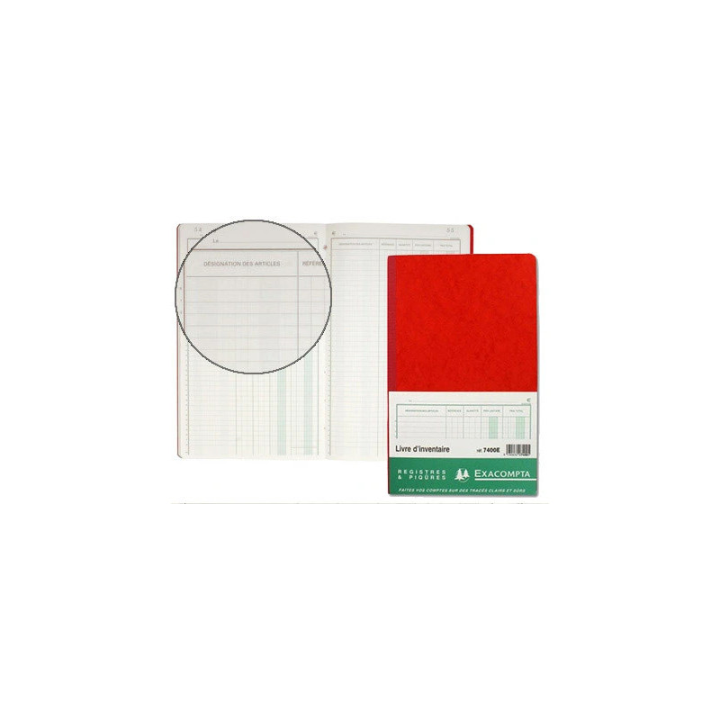 Livre inventaire exacompta 320x195mm vertical 31 lignes 80 pages