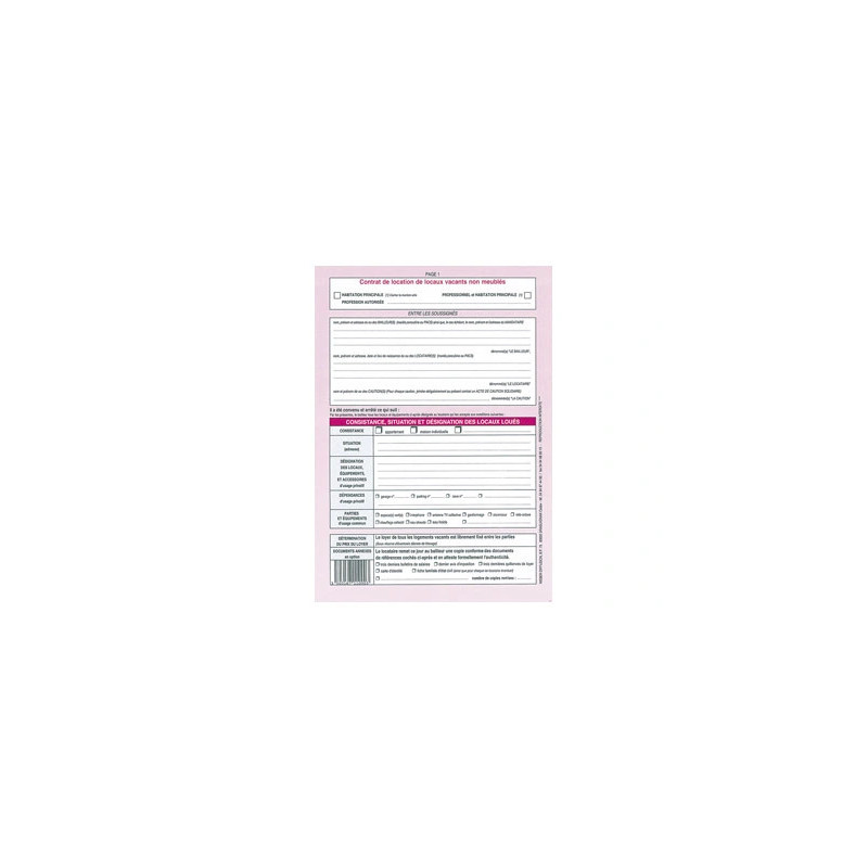 Contrat location locaux weber diffusion 4 pages 1 bail habitation liasse 2 contrats
