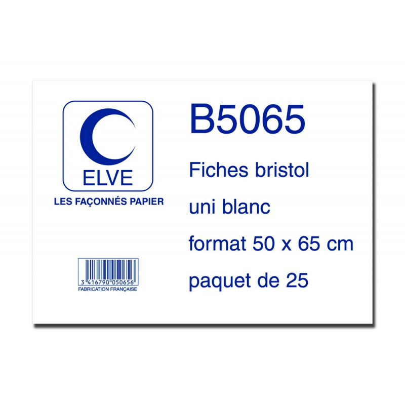 Feuille bristol elve 50x65cm 190g uni blanc