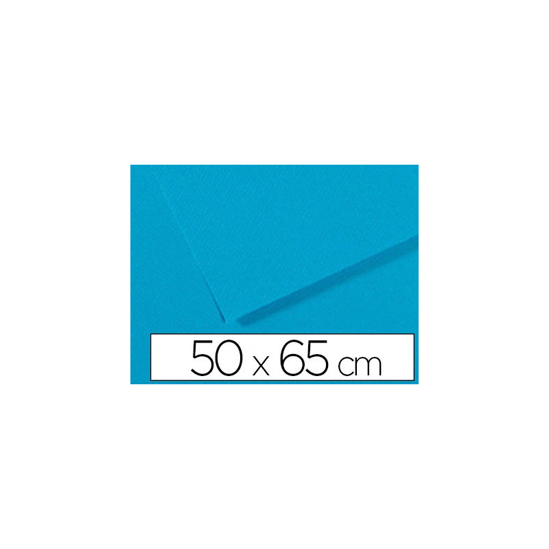 Papier dessin canson feuille mi-teintes nº595 grain gélatiné haute teneur coton 160g 50x65cm unicolore bleu turquoise