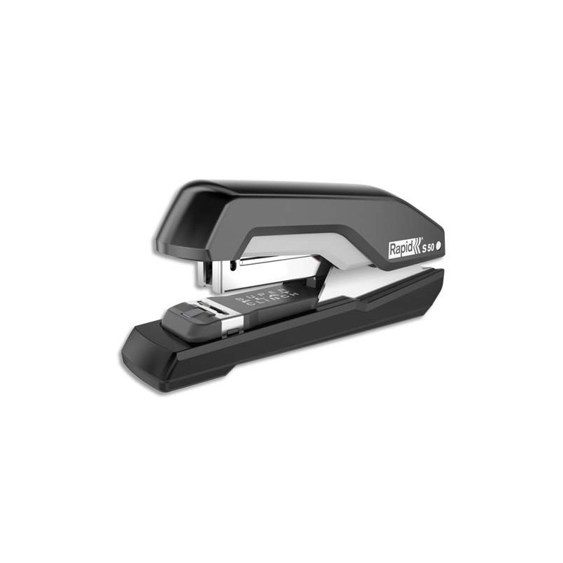 RAPID Agrafeuse de bureau S50 SuperFlatClinch. Agrafes 24/6 et 26/6. 30 feuilles. Noir