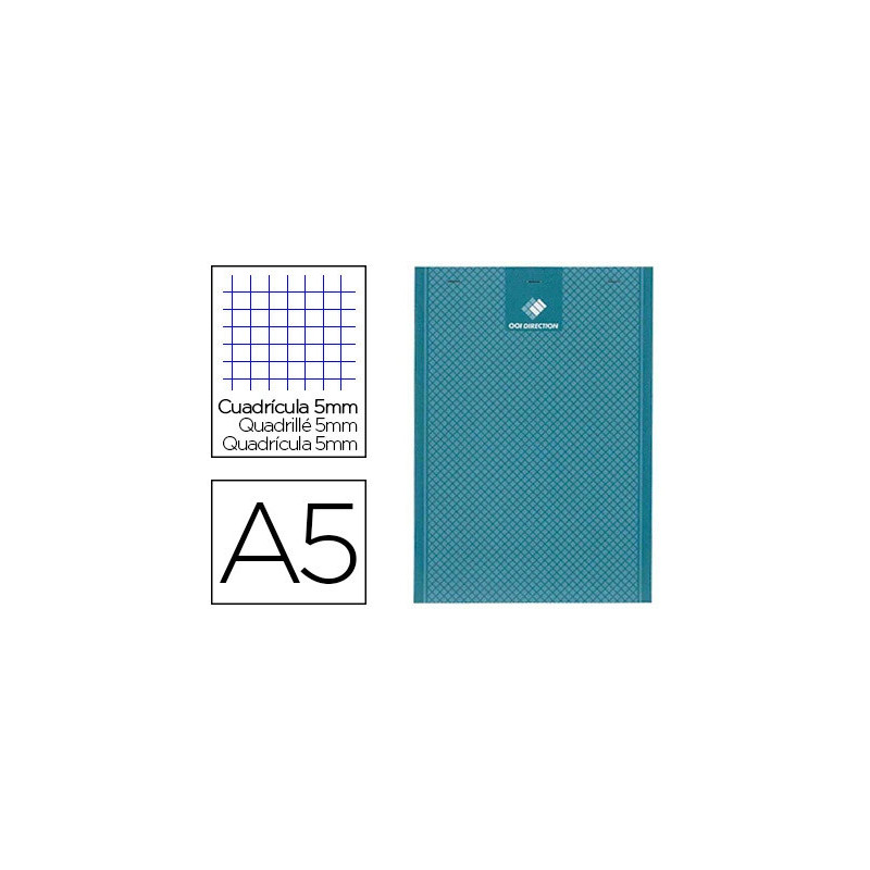 Bloc bureau conquerant sept éco agrafé en tête couverture semi envelopante rainurée a5 148x210mm 100f 56g 5x5 bleu