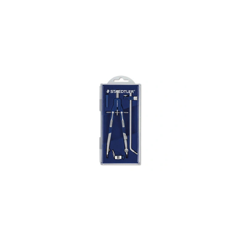 Compas staedtler laiton plaqué nickel satiné fibre verre rallonge vis micrométrique 17cm 35cm rallonge 58.5cm coffret