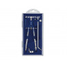 Compas staedtler laiton plaqué nickel satiné fibre verre rallonge vis micrométrique 17cm 35cm rallonge 58.5cm coffret