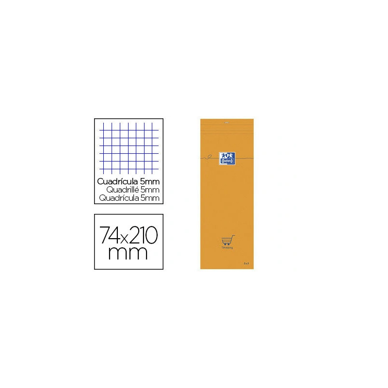 Bloc oxford shopping agrafé en tête 74x210mm 80f