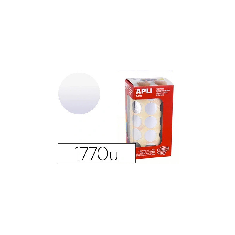 Gommette métallisée apli agipa ronde diamètre 20mm coloris argent rouleau 1770 unités