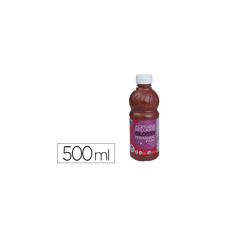Peinture acrylique lefranc bourgeois glossy fluide brillante indélébile multi-supports chocolat flacon 500ml