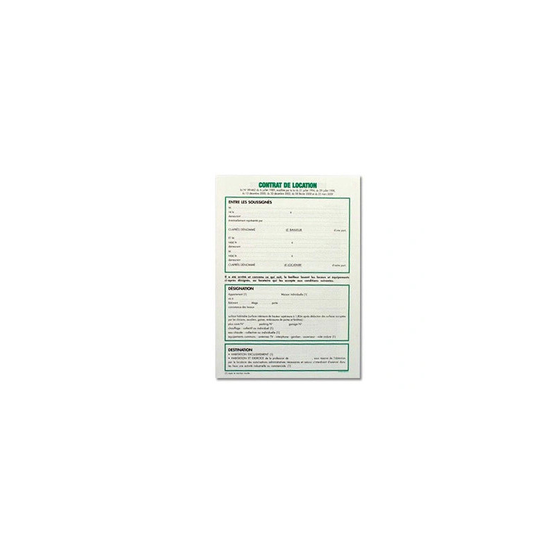 Contrat location locaux exacompta vacants non meublés 1 feuille