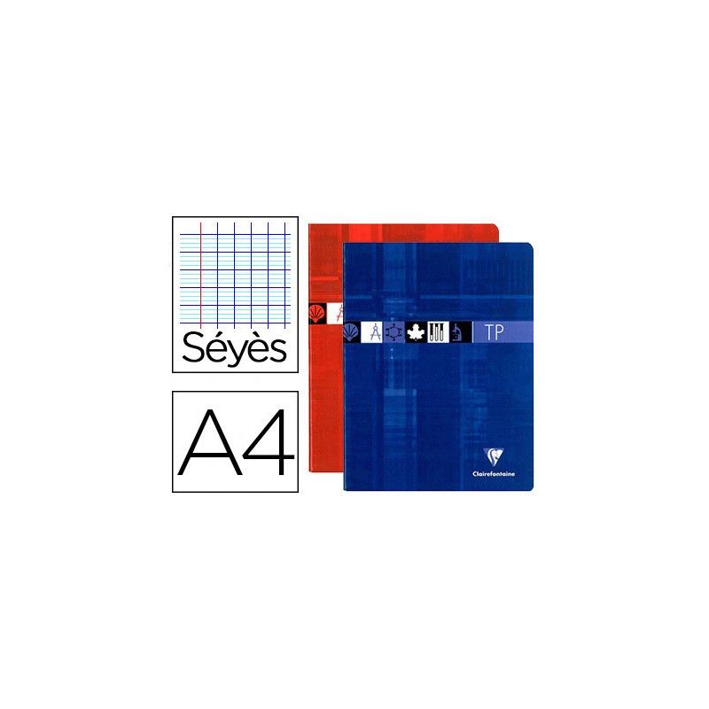 Cahier piqué clairefontaine travaux pratiques papier vélin velouté a4 21x29,7cm 80 pages 40 séyès/40 unies 90g