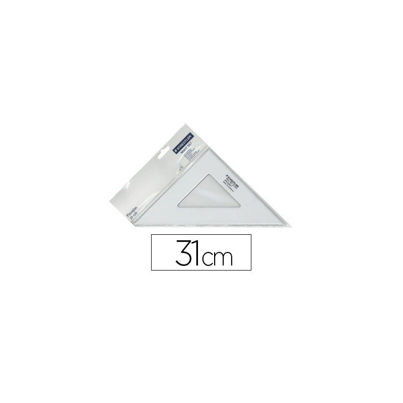 Équerre staedler mars plexiglas non graduée 45 degrés 31cm bords anti-tâches 1 biseau gravé ineffaçable