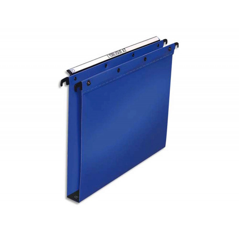 Dossier suspendu l'oblique polypro ultimate 5/10e tiroir entraxe 330mm h250mm fond 30 coloris bleu pack 10 unités