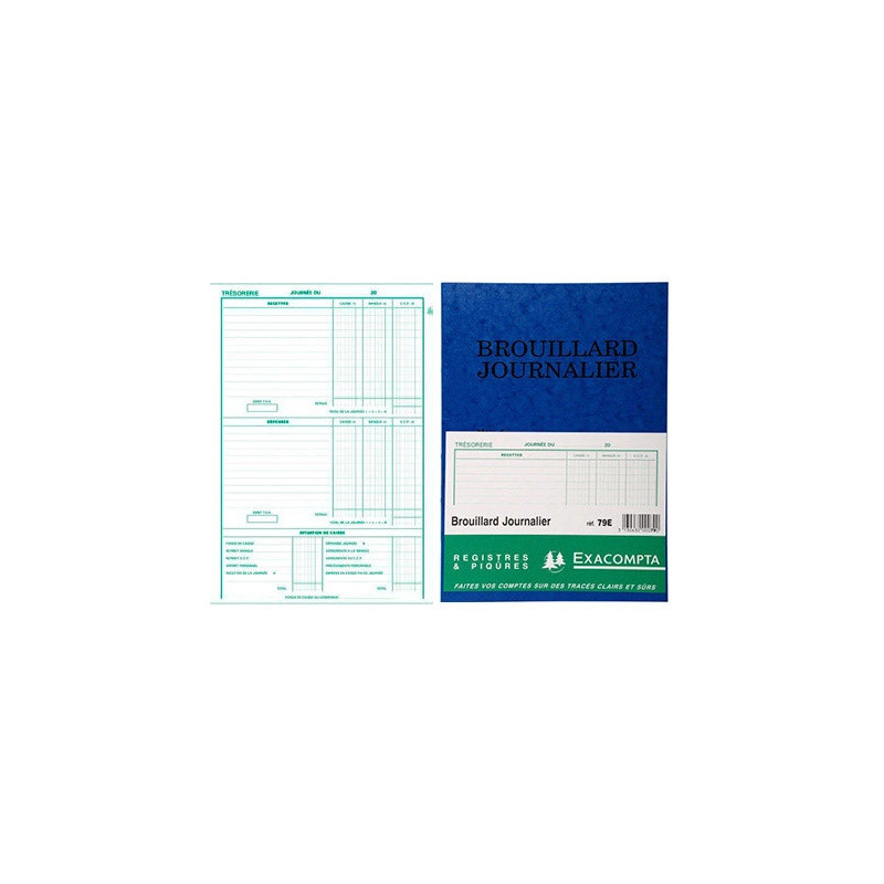 Registre comptable piqué exacompta brouillard journalier 270x195mm vertical 40 pages