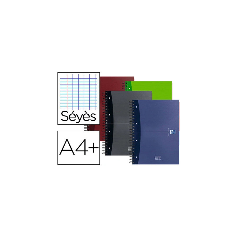 Cahier trieur oxford european book optik paper couverture rembordée a4+ 24x32cm 240 pages perforées 90g séyès 4 trous