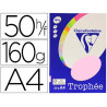 Papier couleur clairefontaine trophée personal paper pack a4 160g/m2 rose pastel paquet 50 feuilles unicolores