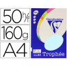 Papier couleur clairefontaine trophée personal paper pack a4 160g/m2 bleu pastel paquet 50 feuilles unicolores