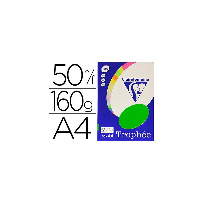 Papier couleur clairefontaine trophée personal paper pack a4 160g/m2 vert menthe 50 feuilles couleurs intenses