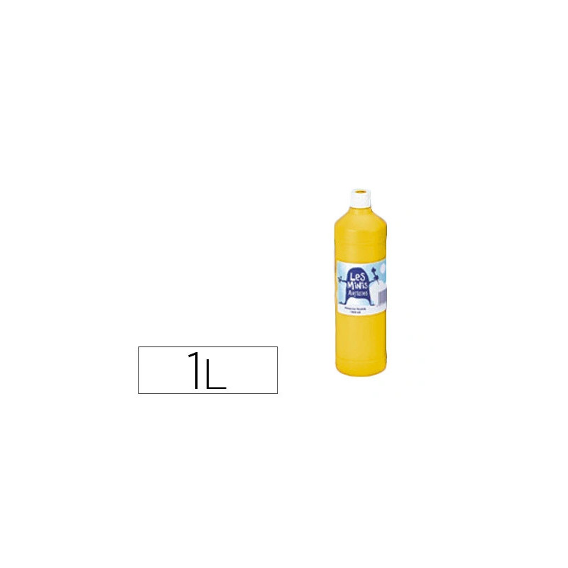Gouache mini artistes économique ultra-lavable prête à l'emploi épaisse onctueuse coloris jaune flacon 1000ml
