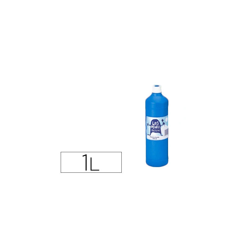 Gouache mini artistes économique ultra-lavable prête à l'emploi épaisse onctueuse coloris bleu flacon 1000ml