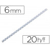 Anneau plastique à relier fellowes dos rond capacité 20f 6mm diamètre 300mm longueur coloris blanc boîte 100 unités