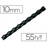 Anneau plastique à relier fellowes dos rond capacité 55f 10mm diamètre 300mm longueur coloris noir boîte 100 unités