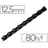 Anneau plastique à relier fellowes dos rond capacité 80f 12,5mm diamètre 300mm longueur coloris noir boîte 100 unités
