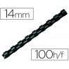 Anneau plastique à relier fellowes dos rond capacité 100f 14mm diamètre 300mm longueur coloris noir boîte 100 unités