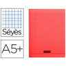 Cahier piqué clairefontaine couverture polypropylène transparente a5+ 17x22cm 96 pages 90g séyès coloris rouge