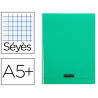 Cahier piqué clairefontaine couverture polypropylène transparente a5+ 17x22cm 96 pages 90g séyès coloris vert