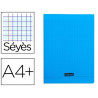 Cahier piqué clairefontaine couverture polypropylène transparente a4+ 24x32cm 96 pages 90g séyès coloris bleu