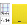 Cahier piqué clairefontaine couverture polypropylène transparente a4+ 24x32cm 96 pages 90g séyès coloris jaune