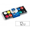 Gouache pébéo pastille 30mm diamètre boîte 12 coloris + 1 pinceau