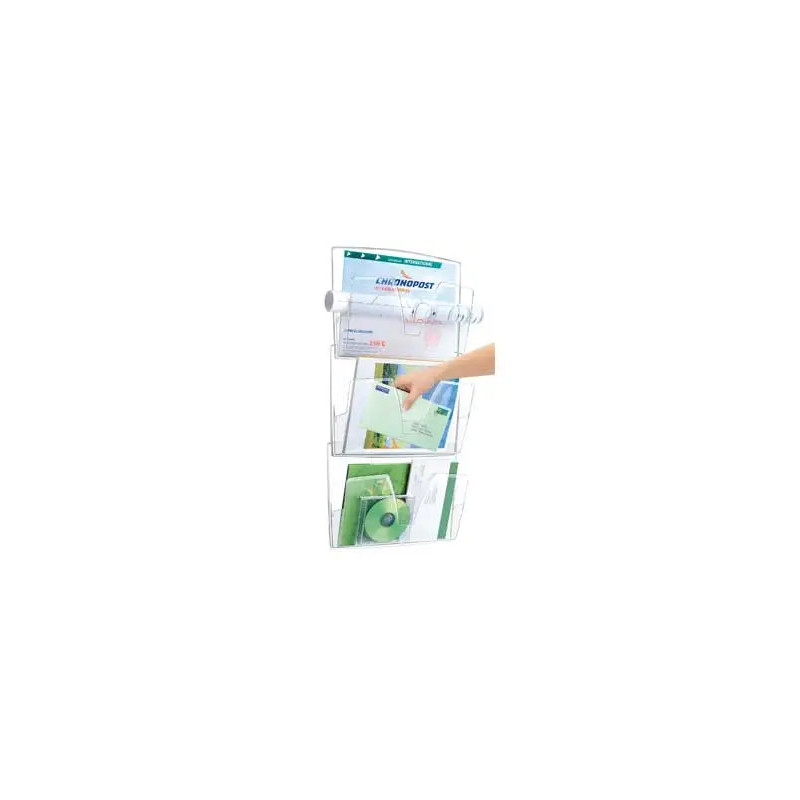 Corbeille murale cep 3 cases polystyrène ouverture préhension en v dimensions case 361x86x270mm cristal