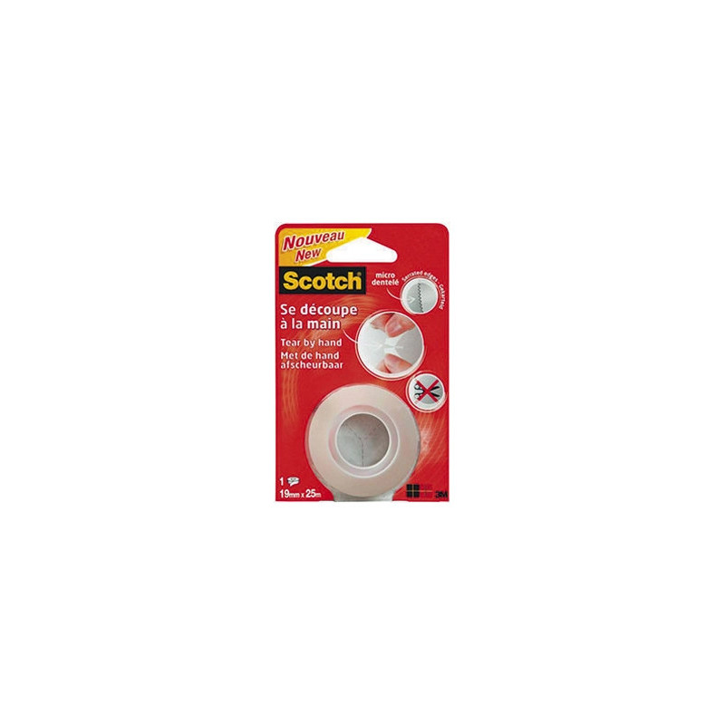 Ruban adhésif scotch micro-dentelé transparent longue durée 19mmx25m