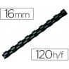 Anneau plastique à relier fellowes dos rond capacité 120f 16mm diamètre 300mm longueur coloris noir boîte 100 unités