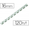Anneau plastique à relier fellowes dos rond capacité 120f 16mm diamètre 300mm longueur coloris blanc boîte 100 unités