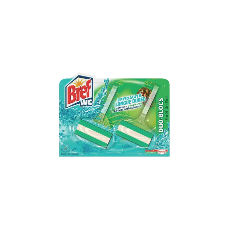 Duo-bloc wc sol triple action anti-tartre nettoyant désodorisant fraîcheur forêt pins 2x40g