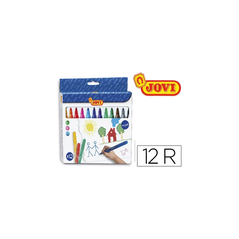 Feutre coloriage jovi mine 14mm longueur 135mm pointe large pochette 12 unités