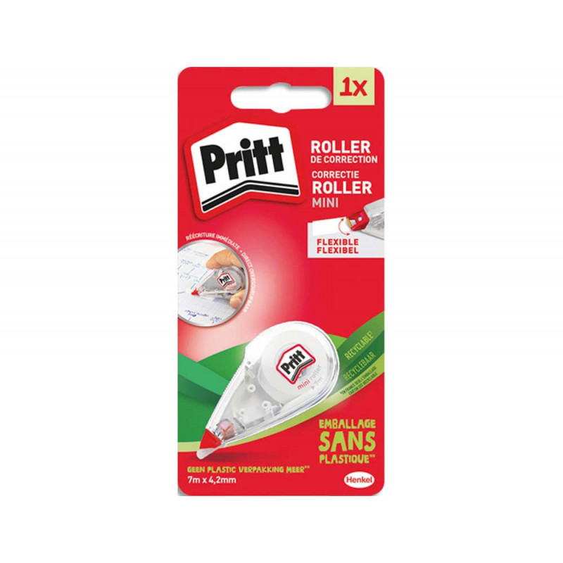 Correcteur pritt dévidoir mini ruban 4.2mmx7m réécriture immédiate prise main facile