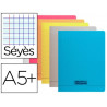 Cahier piqué clairefontaine couverture polypropylène transparent a5+ 17x22cm 96 pages 90g séyès violets.