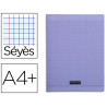 Cahier piqué clairefontaine couverture polypropylène transparente a4+ 24x32cm 96 pages 90g séyès coloris violet