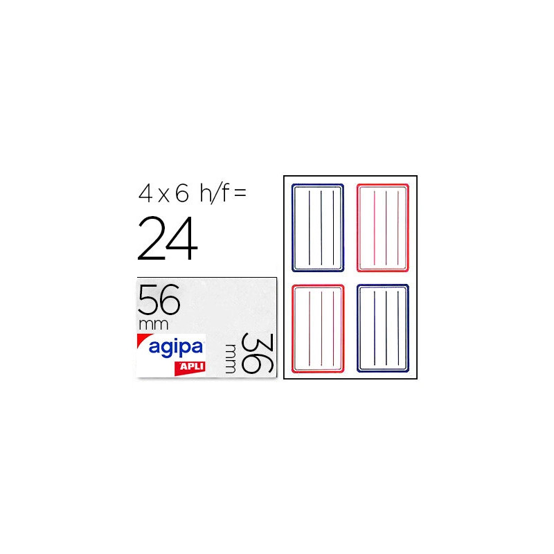 Étiquette adhésive apli agipa écolier 36x56mm pochette 24 unités