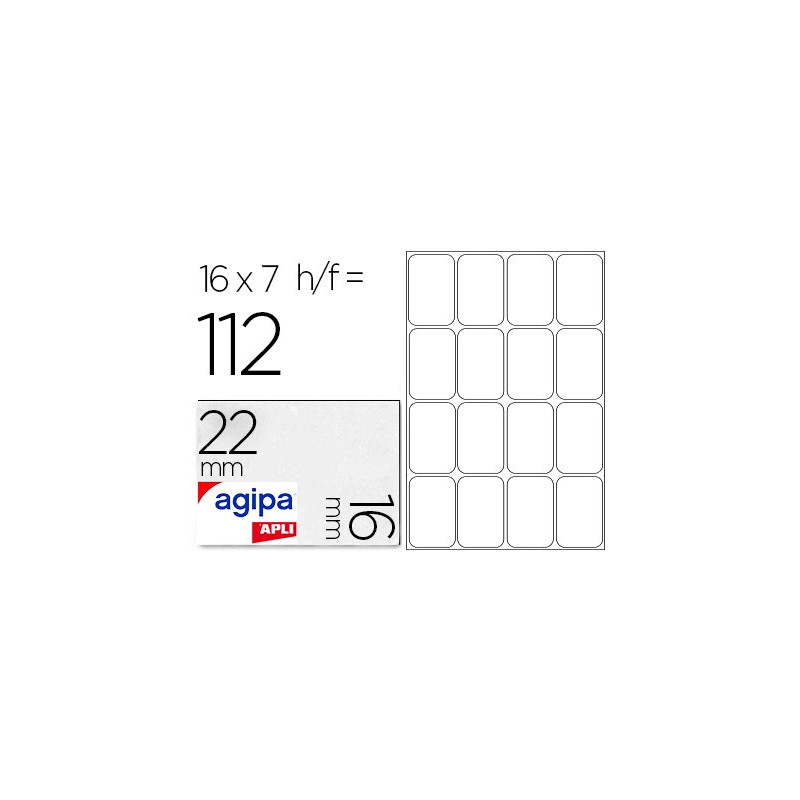 Étiquette adhésive apli agipa bureau 16x22mm pochette 112 unités