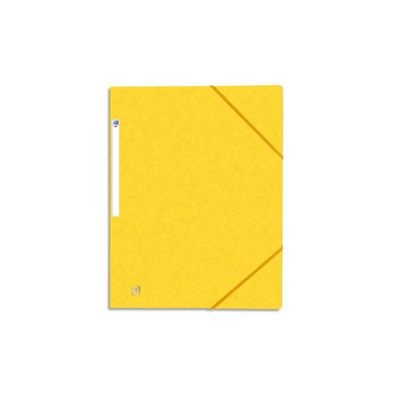 OXFORD Chemises 3 rabats à élastiques Top File en carte lustrée 5/10e,390g. Format A4. Coloris Jaune