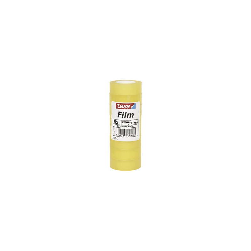 Ruban adhésif tesa polypropylène déroulement silencieux 19mmx33m tour 8 rouleaux