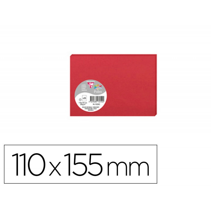 Carte visite clairefontaine pollen 110x155mm coloris rouge groseille étui 25 unités