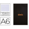 Bloc bureau rhodia a6 papier vélin surfin couverture enduite enveloppante 105x148mm 80f détachables 80g 5x5mm noir