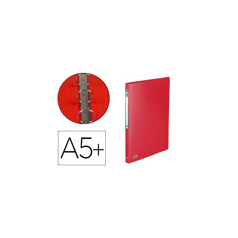 Classeur oxford memphis 4 anneaux ronds 15mm polypropylène 5/10e toucher satiné dos 20mm étiquette dos coloris rouge