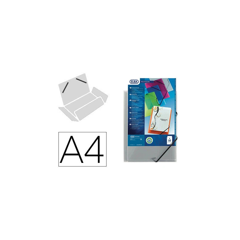 Chemise oxford polyvision polypropylène transparent 5/10e grain lisse 3 rabats élastique poche personnalisation incolore