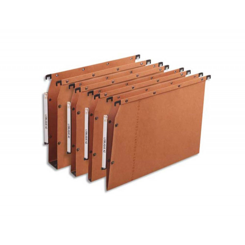 Dossier suspendu l'oblique azv ultimate kraft 240g armoire entraxe 330mm h275mm fond 15 porte-étiquette boîte 25 unités